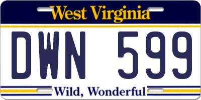 WV license plate DWN599