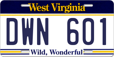 WV license plate DWN601