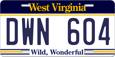 WV license plate DWN604