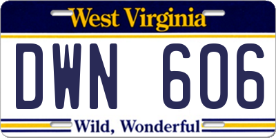 WV license plate DWN606