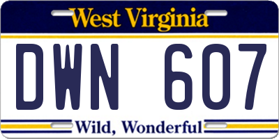 WV license plate DWN607
