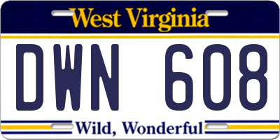 WV license plate DWN608