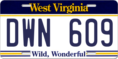 WV license plate DWN609