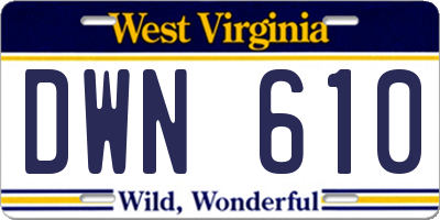 WV license plate DWN610