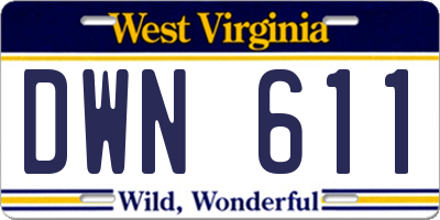 WV license plate DWN611