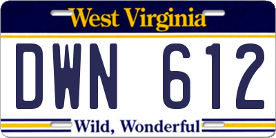 WV license plate DWN612