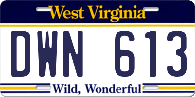WV license plate DWN613