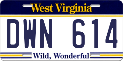 WV license plate DWN614