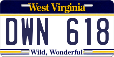 WV license plate DWN618