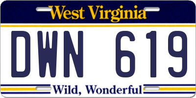 WV license plate DWN619