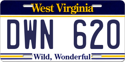 WV license plate DWN620