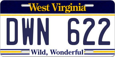 WV license plate DWN622