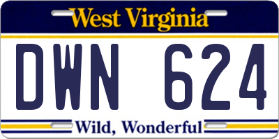 WV license plate DWN624