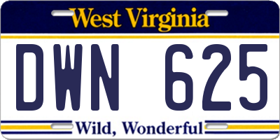 WV license plate DWN625