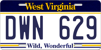 WV license plate DWN629