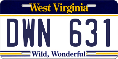 WV license plate DWN631