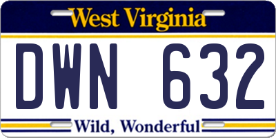 WV license plate DWN632