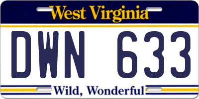 WV license plate DWN633