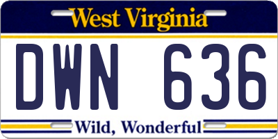 WV license plate DWN636