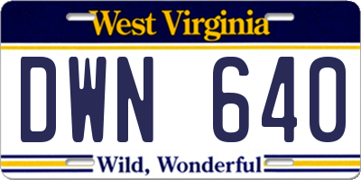 WV license plate DWN640