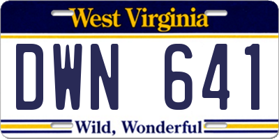 WV license plate DWN641
