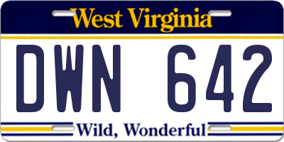WV license plate DWN642