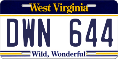 WV license plate DWN644