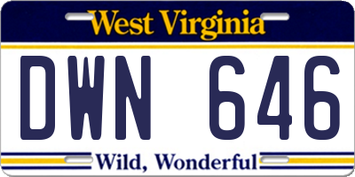WV license plate DWN646
