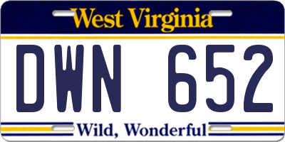 WV license plate DWN652