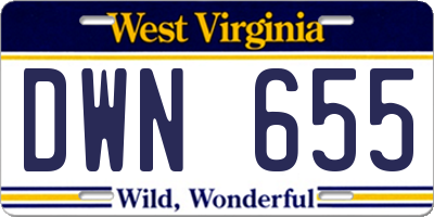 WV license plate DWN655