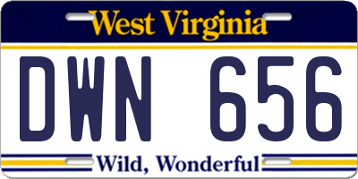 WV license plate DWN656