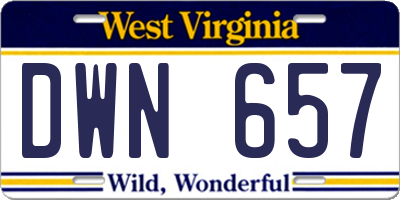 WV license plate DWN657