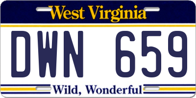 WV license plate DWN659