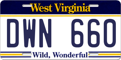 WV license plate DWN660