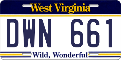 WV license plate DWN661