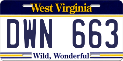 WV license plate DWN663