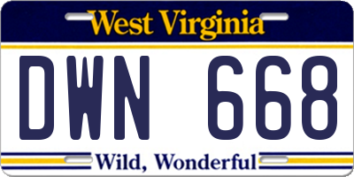 WV license plate DWN668