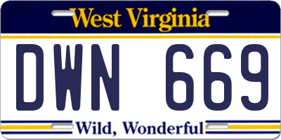 WV license plate DWN669
