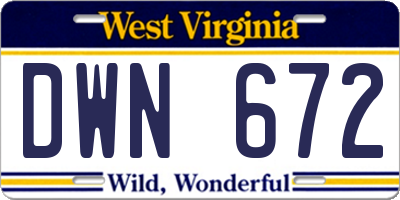 WV license plate DWN672