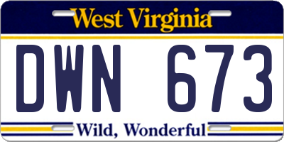 WV license plate DWN673