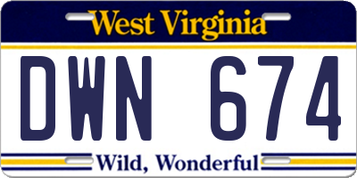 WV license plate DWN674