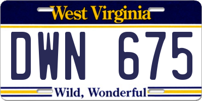 WV license plate DWN675