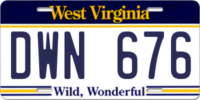 WV license plate DWN676