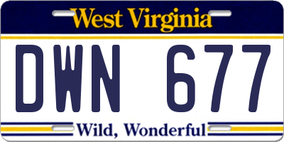 WV license plate DWN677