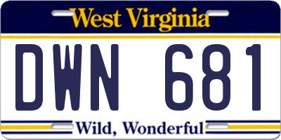 WV license plate DWN681