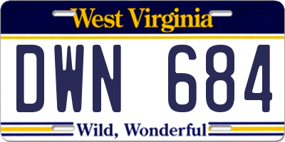 WV license plate DWN684