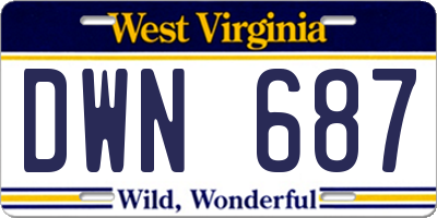 WV license plate DWN687