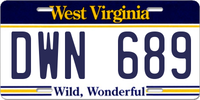 WV license plate DWN689