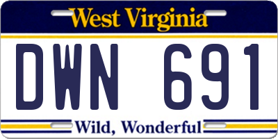 WV license plate DWN691