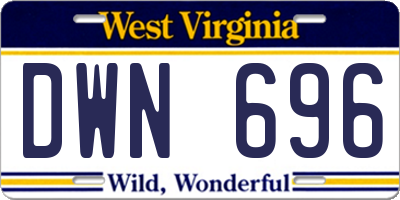WV license plate DWN696